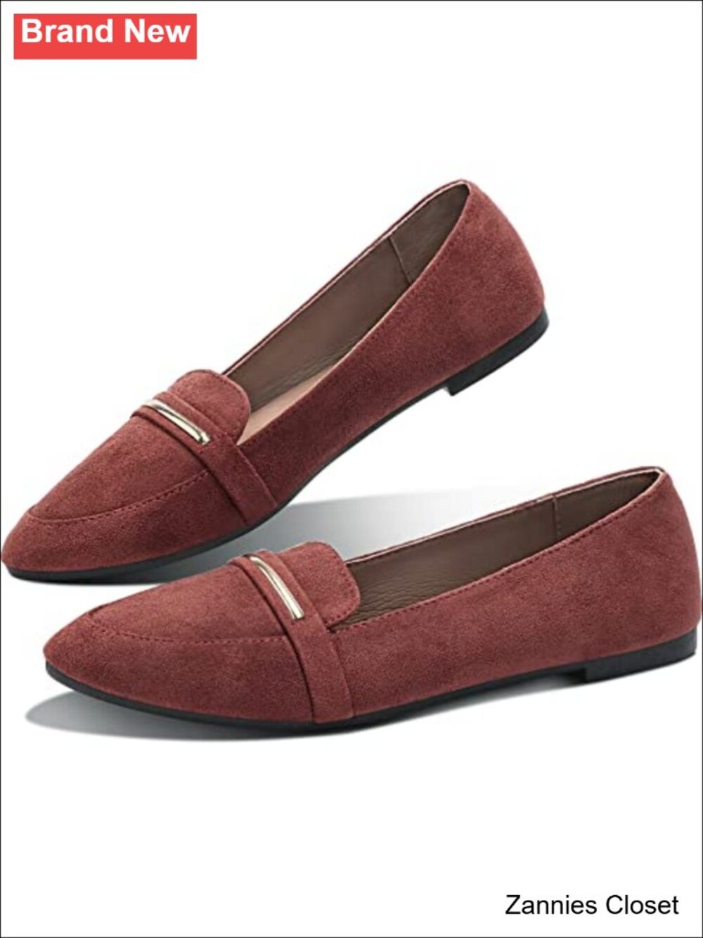 ✨ Pointy Toe Loafer Flat Faux Suede Work Penny Loafer Slip On Ballet Flat